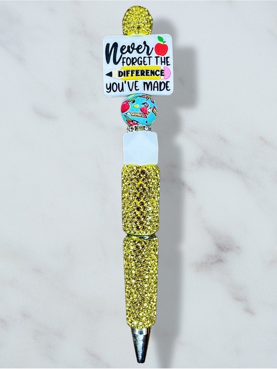 Handmade Other - Teacher Appreciation Novelty Yellow Rhinestone Twist Pen